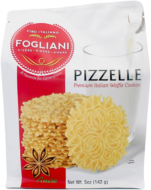 Fogliani Anise Pizzelle Waffle Cookies, Pack of 1