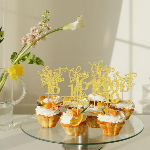 30 16th 16 2010 16 16th PCS Happy Birthday Cupcake Toppers Sweet Fabulous Sixteen Since Cupcake Picks Cheers to Years