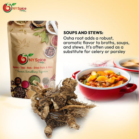 2 NY Spice Shop Osha Strong Root Whole - Ounce Dried Ligusticum Porteri Herb - Natural Wild Crafted Osha Root Extract