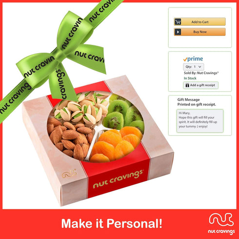 (4 Package, NUT CRAVINGS - Dried Fruit & Mixed Nuts Gift Basket in Red Box Assortments) Food Arrangement, Healthy Snack