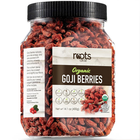 Roots Circle USDA Organic Dried Goji Berries 14.1oz Jar 1 Pack |