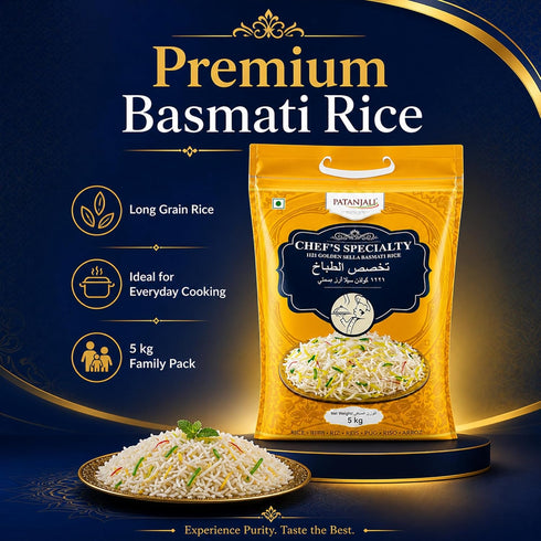 5 11.02 lb Patanjali Chef Specialty Golden Sella Basmati Rice Kg /