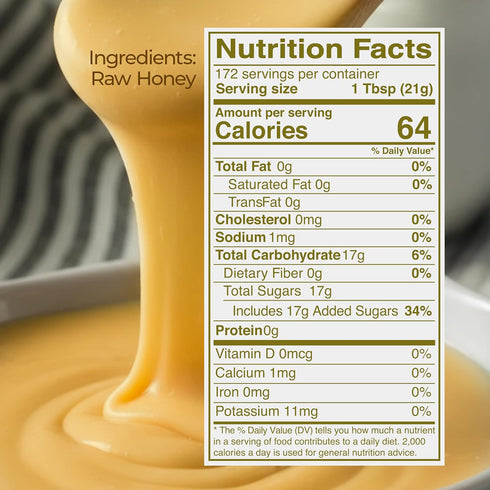 8 lb Kevala Raw Unfiltered Honey - Unprocessed Liquid Sweetener Harvested Without Pesticides, Bee-Friendly Harvesting