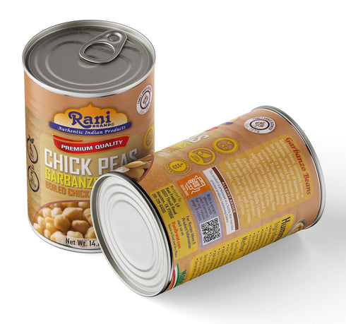 14oz (400g) Pack 2 Rani Chick Peas, Garbanzo Beans (Boiled Chick Peas in Brine) Kabuli Chana of ~ Easy Open Can | All