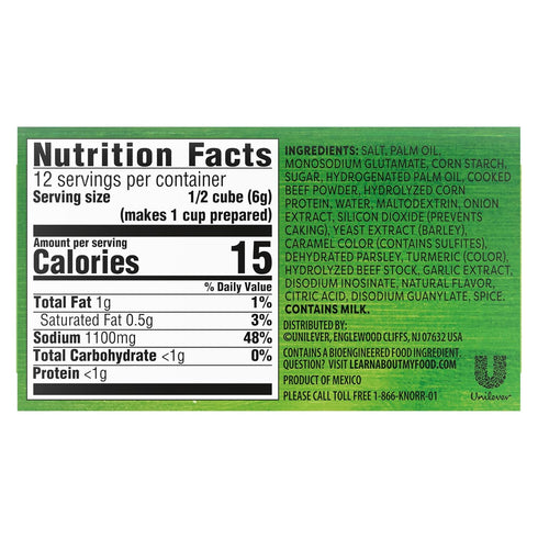 2.3 oz, 6 Knorr Cube Bouillon, Beef, cubes