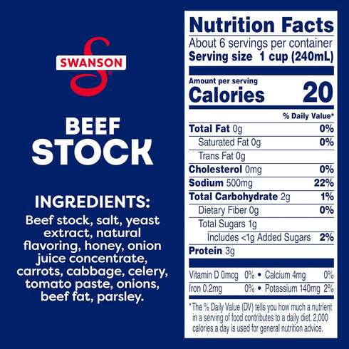 100% 48 oz (Pack 2) Swanson Natural, Gluten-Free Beef Stock, Carton