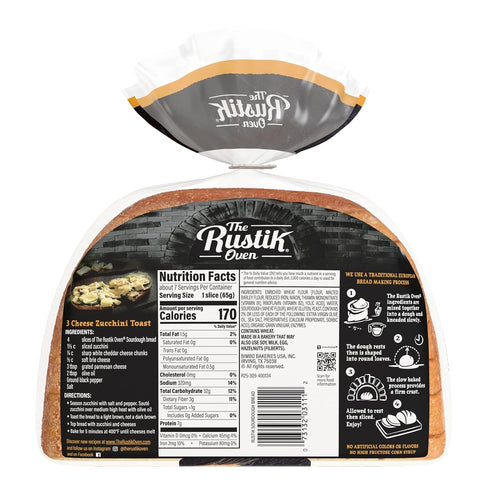 The Rustik Oven 16 Oz Sourdough Bread, Bread Free From Artificial Colors and Flavors, Loaf