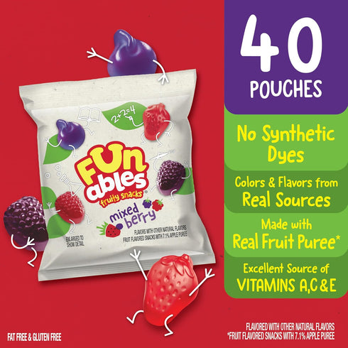 32 oz 40 Funables Fruity Snacks, Mixed Berry Flavored Snacks, ct