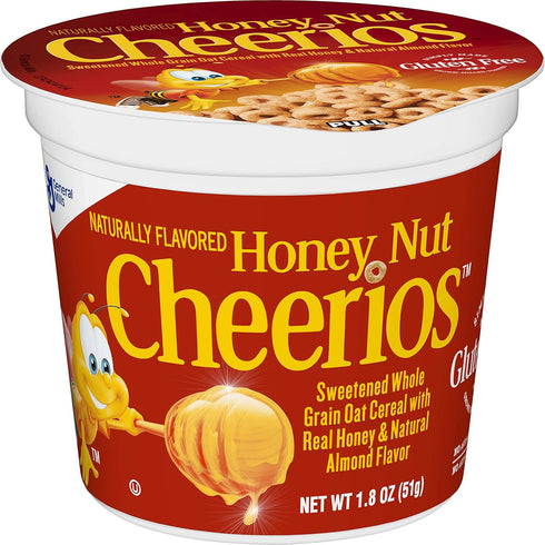 Honey Nut Cheerios Cups, Cereal with Oats, Gluten Free, 1.8 oz (12-Count)