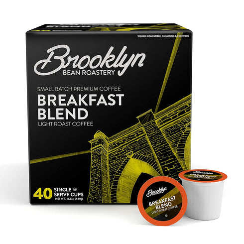 Brooklyn Beans Breakfast Blend Gourmet Coffee Pods - Compatible with Keurig 2.0