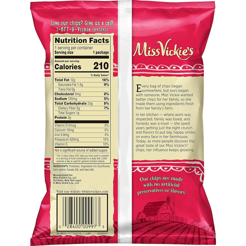 Pack 1.375 Oz Pack 12 Kettle Cooked Potato Chips by Miss Vickie's Value Bundled by SUPERDEALS | Bag | Sea Salt |