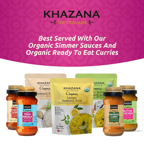 2 lb Authentic Smoked Basmati Rice by Khazana in Resealable Zipper Bag - Aromatic and Flavorful Indian Grain - Non-GMO