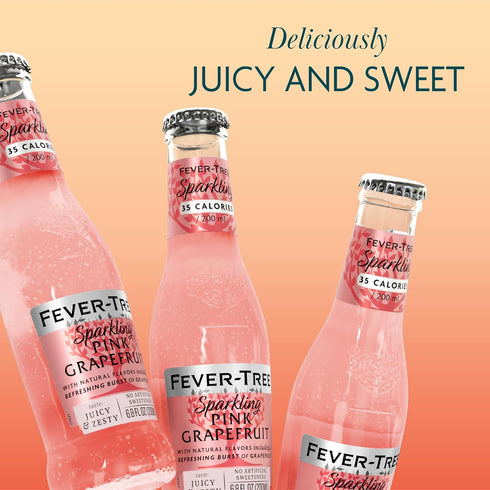 6.8 oz Pack 24 Fever-Tree Sparkling Pink Grapefruit Premium Soda Mixer for Cocktails and Mocktails, fl Bottles