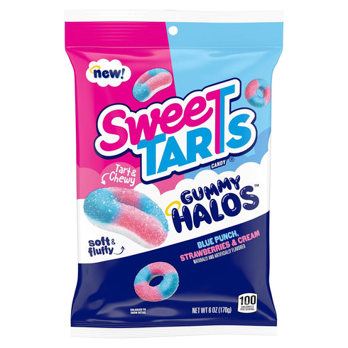 SweeTARTS Halos, Candy, Blue Punch and Strawberries and Cream, Tart and Chewy,