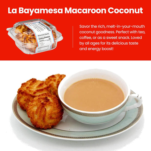 La Bayamesa 7 oz Pack 01 Coconut cookies - Macaroon yogurt cookie - Fresh - No Cholesterol - Delicious Dessert - Soft