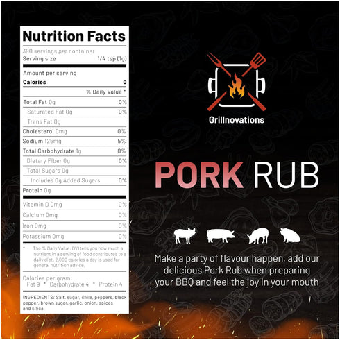Pork Rub Seasoning by Grillnovations - BBQ Rubs Meat Seasoning for Pork Ribs - Great for Smoking and cooking Meat