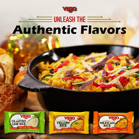 Pack, 8oz Pack 3 Vigo Authentic Rice Variety Low Fat, of (Saffron Yellow Rice, Mexican Rice with Corn, and Cilantro