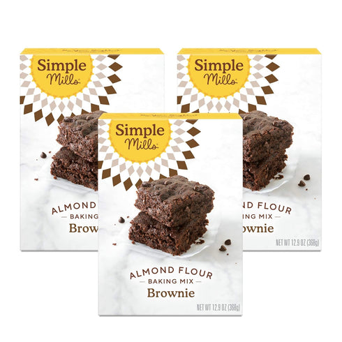 Simple Mills Chocolate Brownie Mix, Almond Flour Baking Mix - Gluten Free, Plant Based, 12.9 Ounce (Pack of 3)