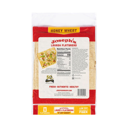 3-Pack, (5 Pack, 15 Joseph's Lavash Bread Value Honey Wheat, Reduced Carb, Low Fat Flatbreads per Total), Fresh Baked