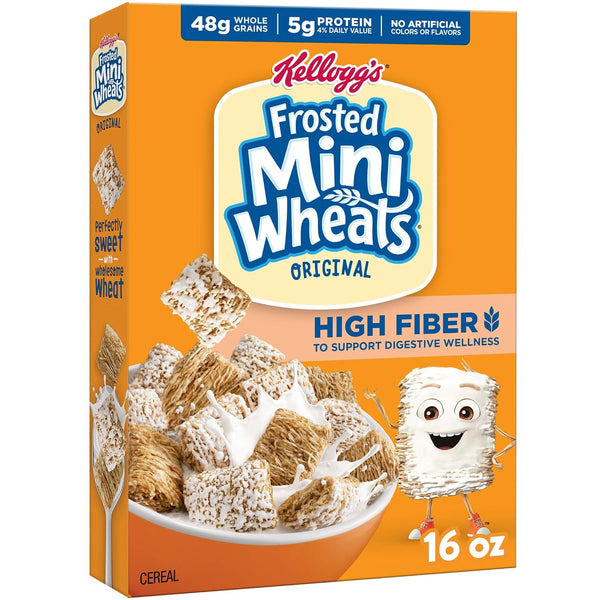 Kelloggs Frosted Mini-Wheats Breakfast Cereal, High Fiber, 48g Whole Grain, 16 oz