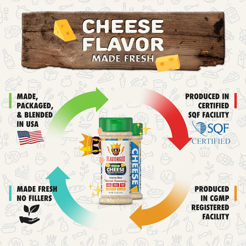 Cheese Flavored Seasoning Mix by FlavorGod, Premium All Natural Spice Blend for Chicken, Vegetables, Salad, 2.6 oz