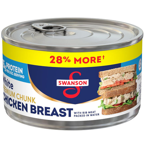 Swanson White Premium Chunk Canned Chicken Breast in Water, Fully Cooked Chicken,