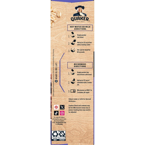 Immunity 1.41 oz Packets, (6 Pack) Quaker Instant Oatmeal, Blueberry Blackberry, Good Source of Vitamins C, D, & Zinc