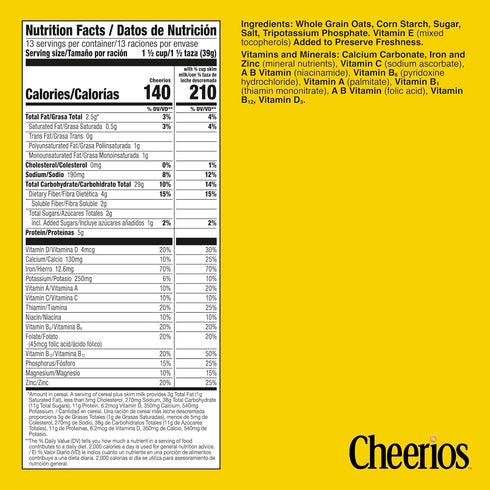 18 oz Cheerios, Heart Healthy Gluten Free Breakfast Cereal, Family Size