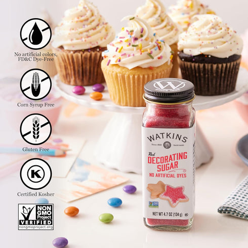 4.7 3-Pack Watkins Red Decorating Sugar, Ounce Jar