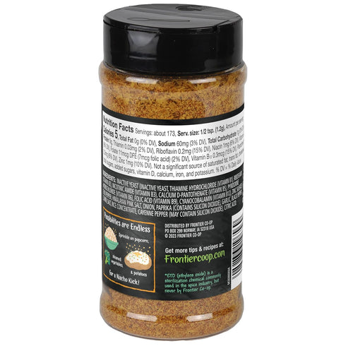 B12, 7.30 oz Frontier Co-op Nacho Spice Nutritional Yeast Blend with Vitamin - For Popcorn, Snacks, Pasta, and Soup