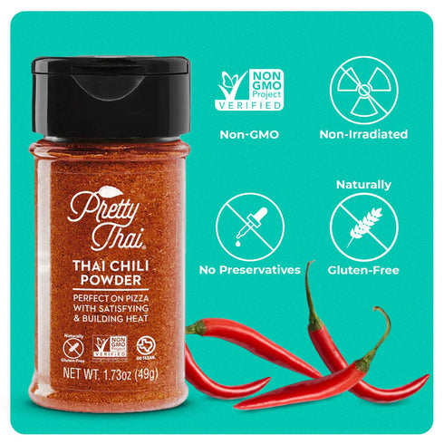 Pretty Thai Chili Powder, 1.7oz Pack of 2, Chili Seasoning Mix with Dried Thai Chili Flakes for Authentic Thai Food