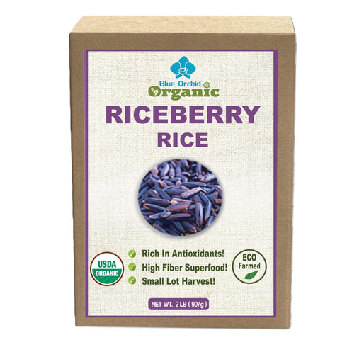 Organic Riceberry Rice 2 LB - Purple Thai Black Jasmine Whole Grain