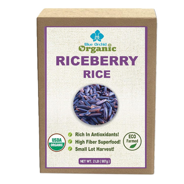 Organic Riceberry Rice 2 LB - Purple Thai Black Jasmine Whole Grain