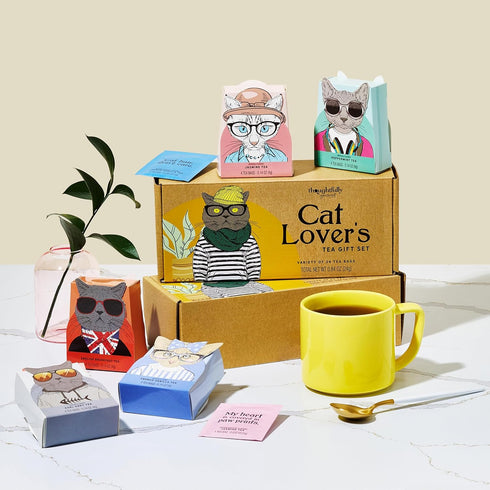 Set: 24 6 Set 24 Thoughtfully Gourmet Cat Lover's Tea Gift Includes Teas in Flavors with Stylish Cat Art and Fun Quotes
