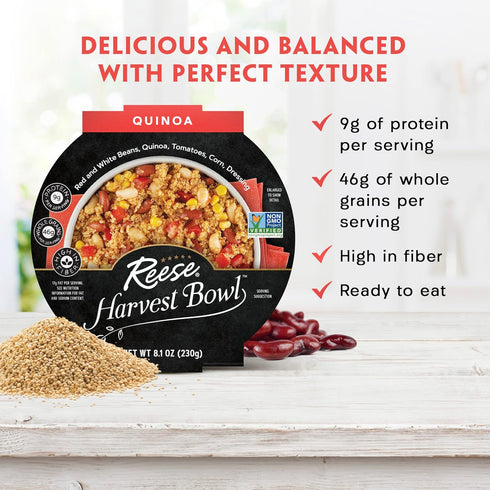 (Pack 8) Reese Quinoa Harvest Bowl | Red Beans, Corn & Tomatoes | High in Fiber & Protein