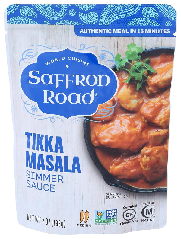 Saffron Road Tikka Masala Simmer Sauce, 7oz - Non-GMO, Gluten Free, Halal,