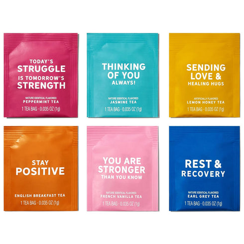 Set, 90 6 Thoughtfully Gourmet Sending Positive Vibes Tea Gift Tea Bags, Flavors, Uplifting Quotes, Great Get Well