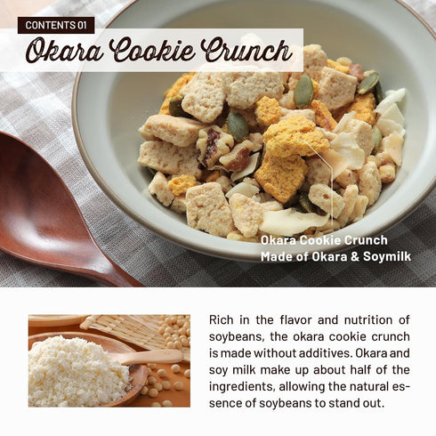500g, Okara Granola Cereal, Large Capacity Additive-Free, Made with Fresh Okara, Dairy-Free, Coconut, Walnuts