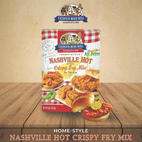 Calhoun Bend Mill Nashville Hot Style Crispy Fry Mix | Spicy Southern Seasoning for Perfect Hot Chicken Tenders & Sandwiches Easy Prep Fiery Flavor Ideal for Air Fryer or Deep Fryer - 8 oz