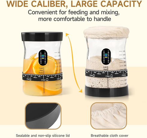 '-50 Oz Gifts(4 Sourdough Starter Kit Wide Bore and Large Capacity Sourdough Starter Jar- Perfect Sourdough Bread Baking