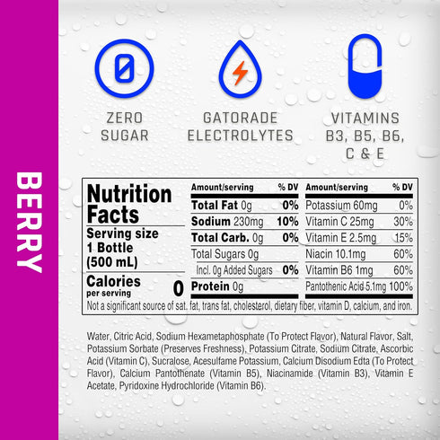 16.9 oz (12 Pack) Propel Electrolyte Enhanced Water Sports Drink, Berry Flavored Water, Zero Calorie & Zero Sugar