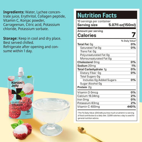 Set Hethstia Dried Konjac Rice & Lychee Collagen Konjac Jelly Bundle Low Calorie Shirataki Rice with Drinkable Jelly
