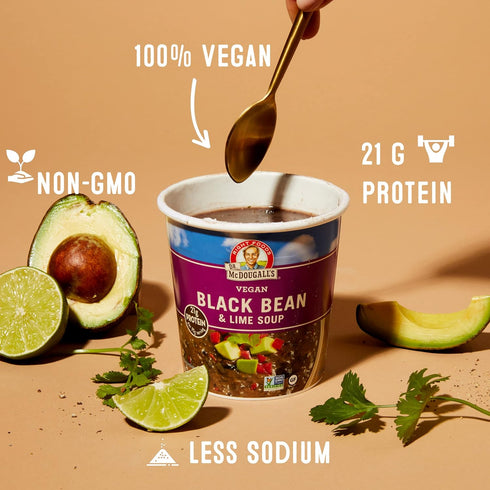 3.4 Pack 6 Dr. McDougall's Black Bean and Lime Soup - Gluten Free and Vegan Instant Soup - Vegetarian Soup - Ounce Cups