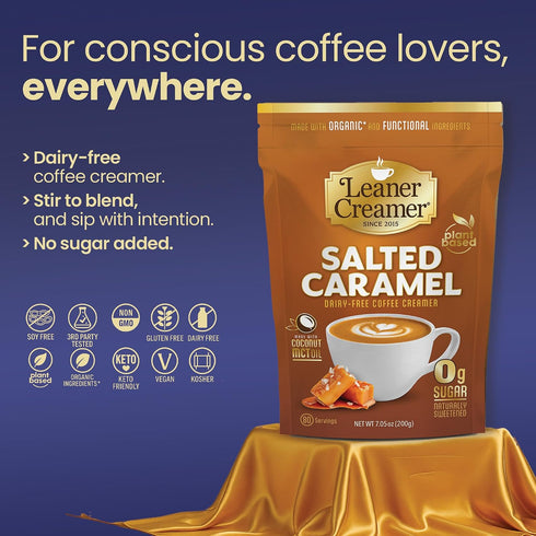0g 80 Leaner Creamer Plant-Based Coffee Creamer with MCT Oil, Sugar, Keto Friendly, Dairy-Free Coconut Creamer Powder