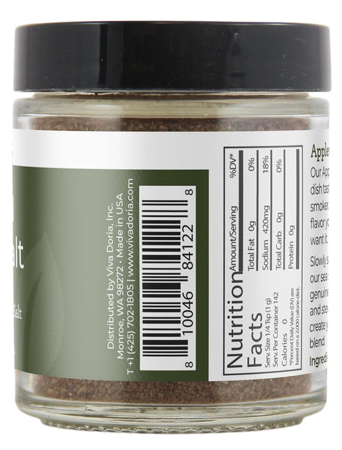 5 Oz Viva Doria Applewood Smoked Sea Salt - Fine Grain, Glass Jar