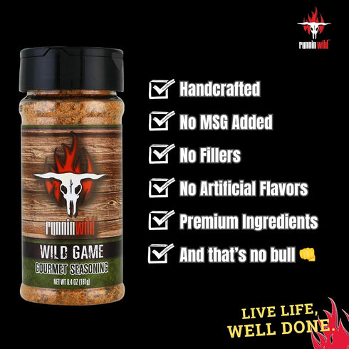 6.4 Gourmet Wild Game Seasoning | Premium Game Meat Rub for Venison, Lamb, Deer, Sausage, Jerky, Boar, Turkey, Elk