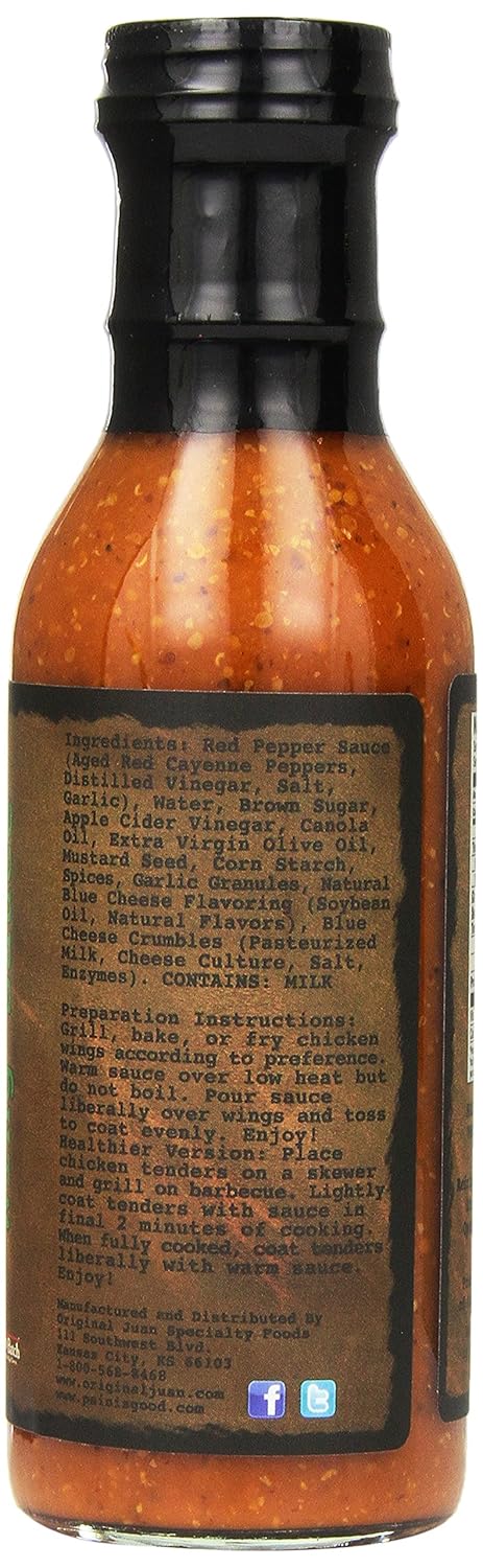 Pain is Good - Buffalo Blue Cheese Screaming Wing Sauce - 13.5oz Bottle - Made in USA - All Natural Ingredients, Non-GMO, Gluten-Free, Sugar-Free, Vegetarian, Keto