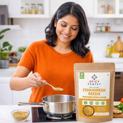 12 oz SPICY PANTRY Fenugreek Seeds Non-GMO, Gluten Free, Whole Methi Seeds Raw Fenugreek for Cooking, Sprouting, Methi