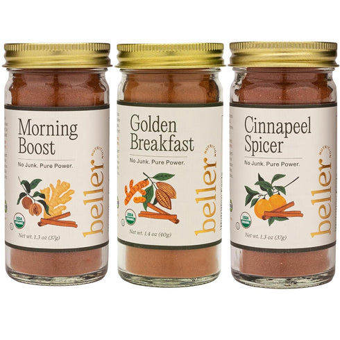 Beller Nutrition Organic Spice Blend Collection | 3-Pack | Morning Boost, Cinnapeel,