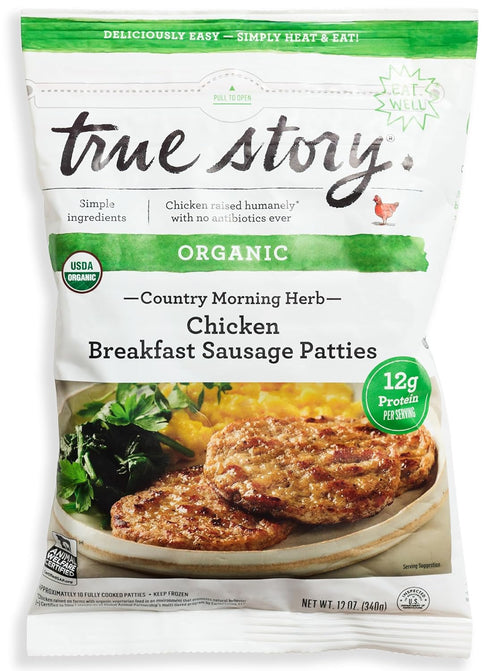 True Story Foods Organic Country Morning Chicken Breakfast Patties, 12 OZ
